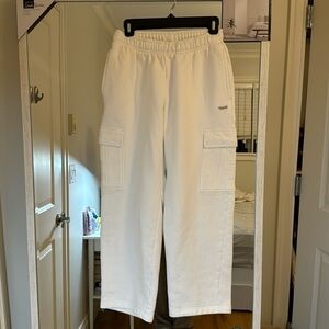 TNA sweat fleece white cargo sweatpants size S